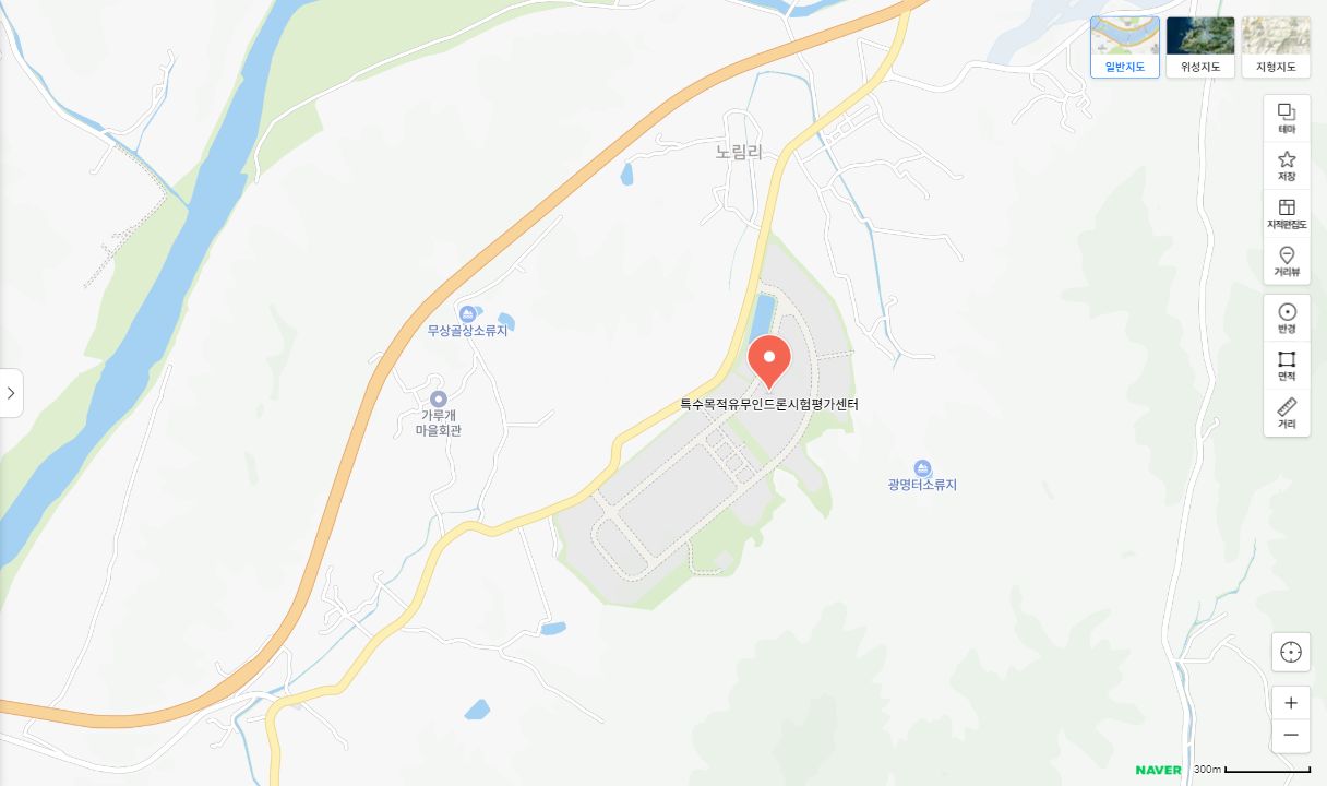 네이버 지도에 등록된 시험평가센터와 주변 도로